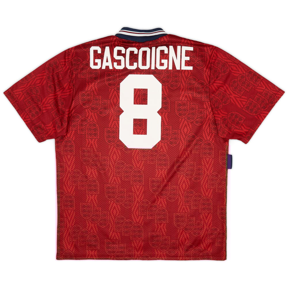 1993-95 England Away Shirt Gascoigne #8 - 9/10 - (XL)