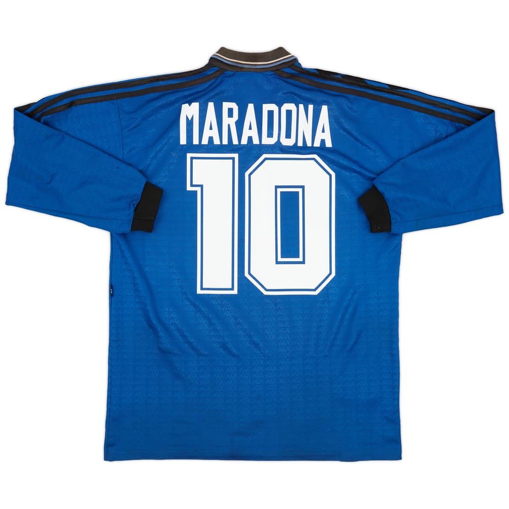 1994-97 Argentina Away L/S Shirt Maradona #10 - 7/10 - (L)