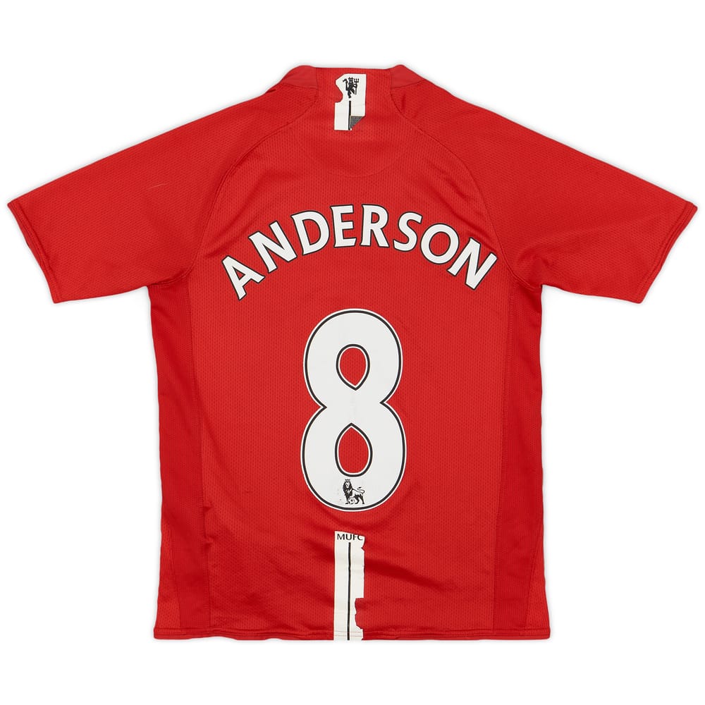 2007-09 Manchester United Home Shirt Anderson #8 - 5/10 - (L.Boys)