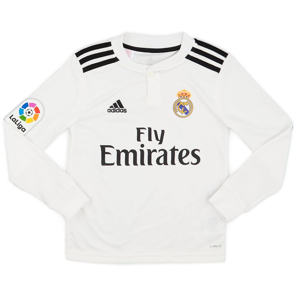 2018-19 Real Madrid Home L/S Shirt - 8/10 - (7-8 Years)