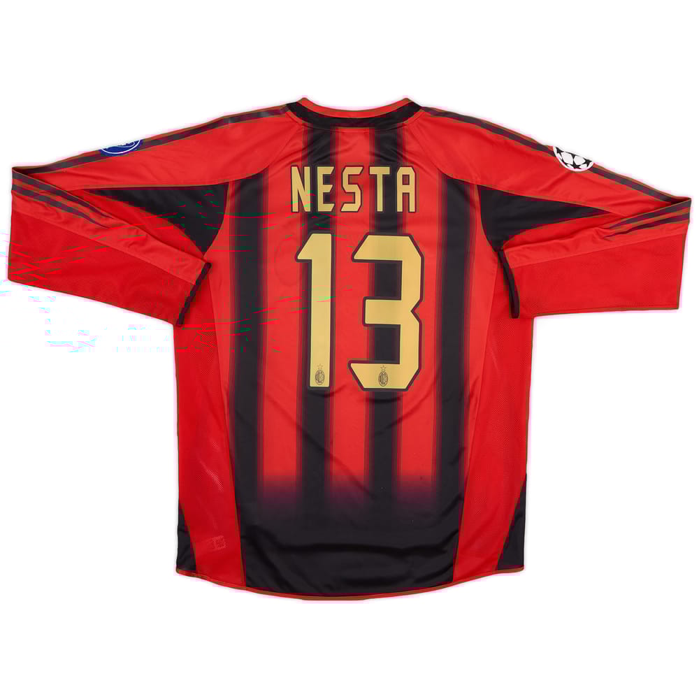 2004-05 AC Milan Home L/S Shirt Nesta #13 - 8/10 - (M)