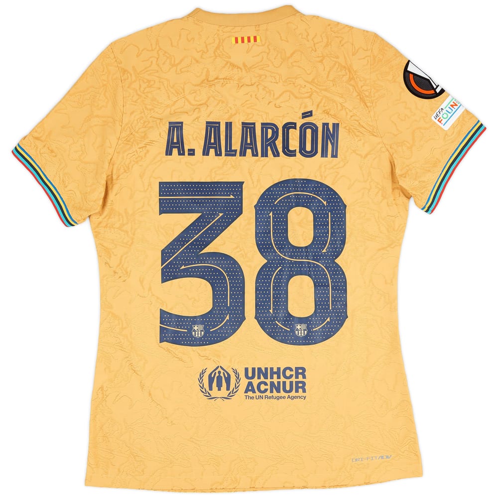 2022-23 Barcelona Match Issue Europa League Away Shirt A. Alarcon #38