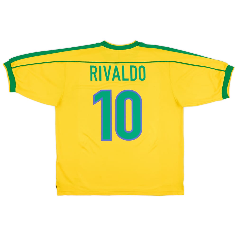 1998-00 Brazil Home Shirt Rivaldo #10 - 8/10 - (XL)