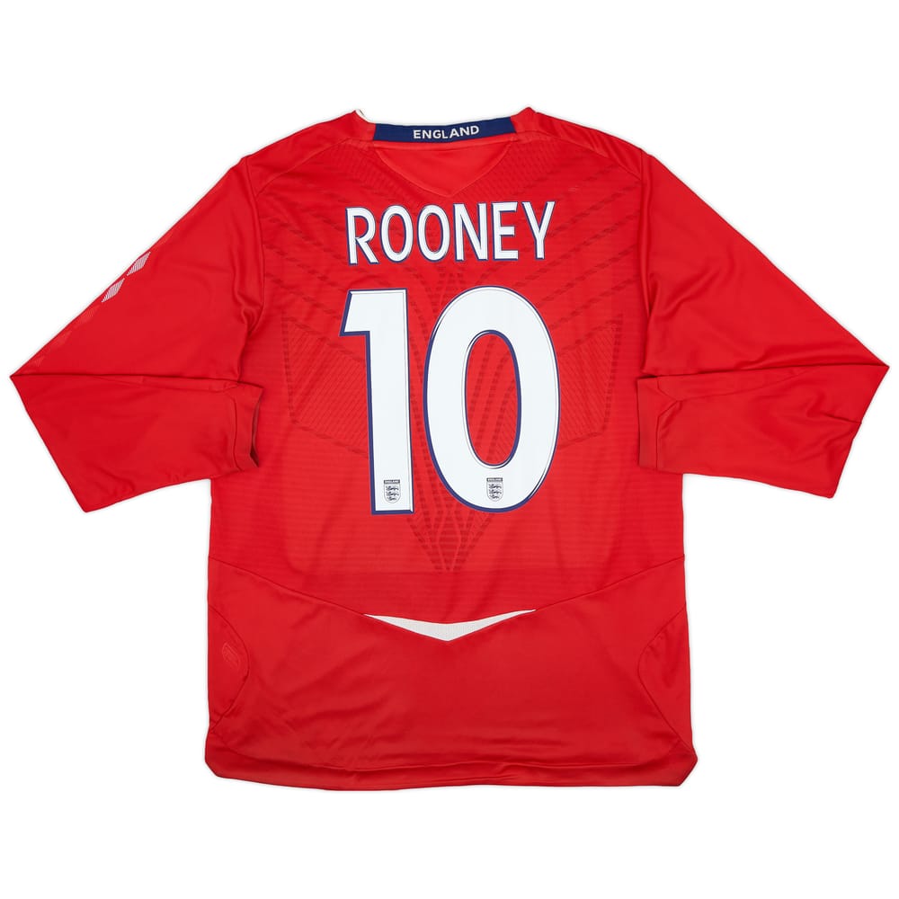 2008-10 England Away L/S Shirt Rooney #10 - 6/10 - (L)