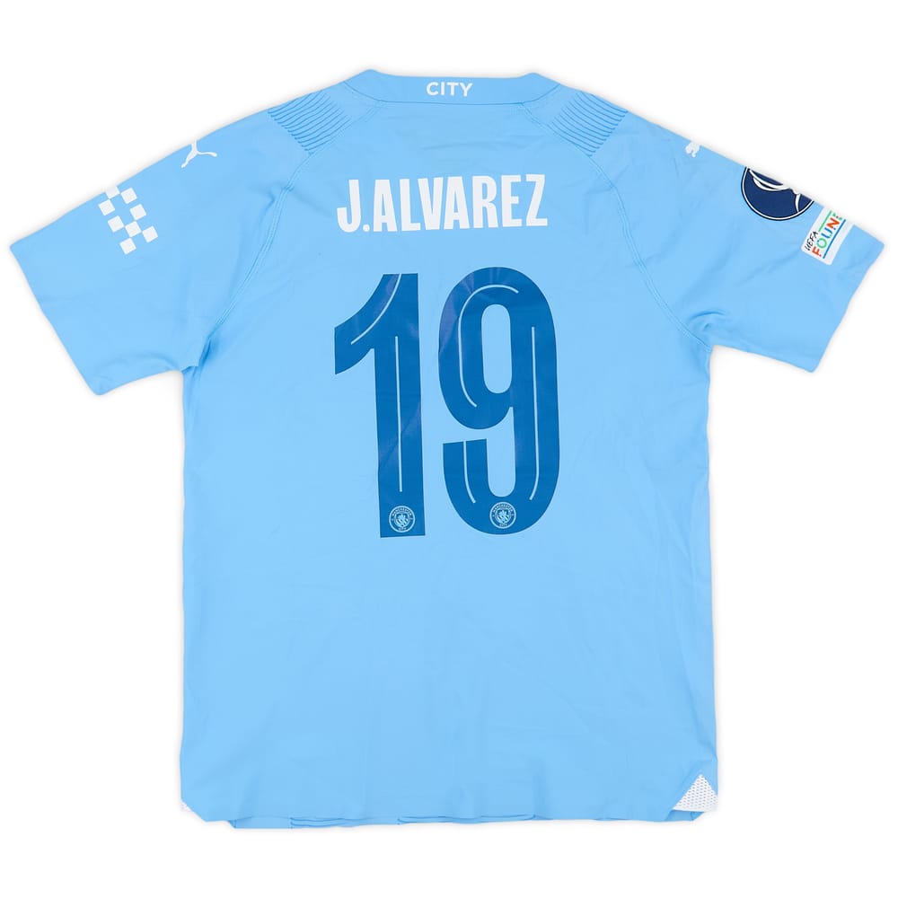 2023-24 Manchester City Match Issue Super Cup Home Shirt J. Alvarez #19