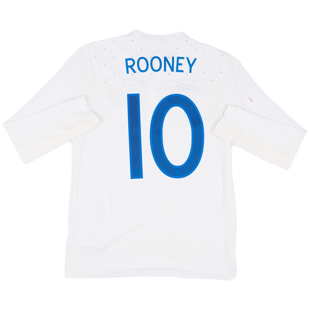 2010-11 England Home L/S Shirt Rooney #10 - 8/10 - (M)