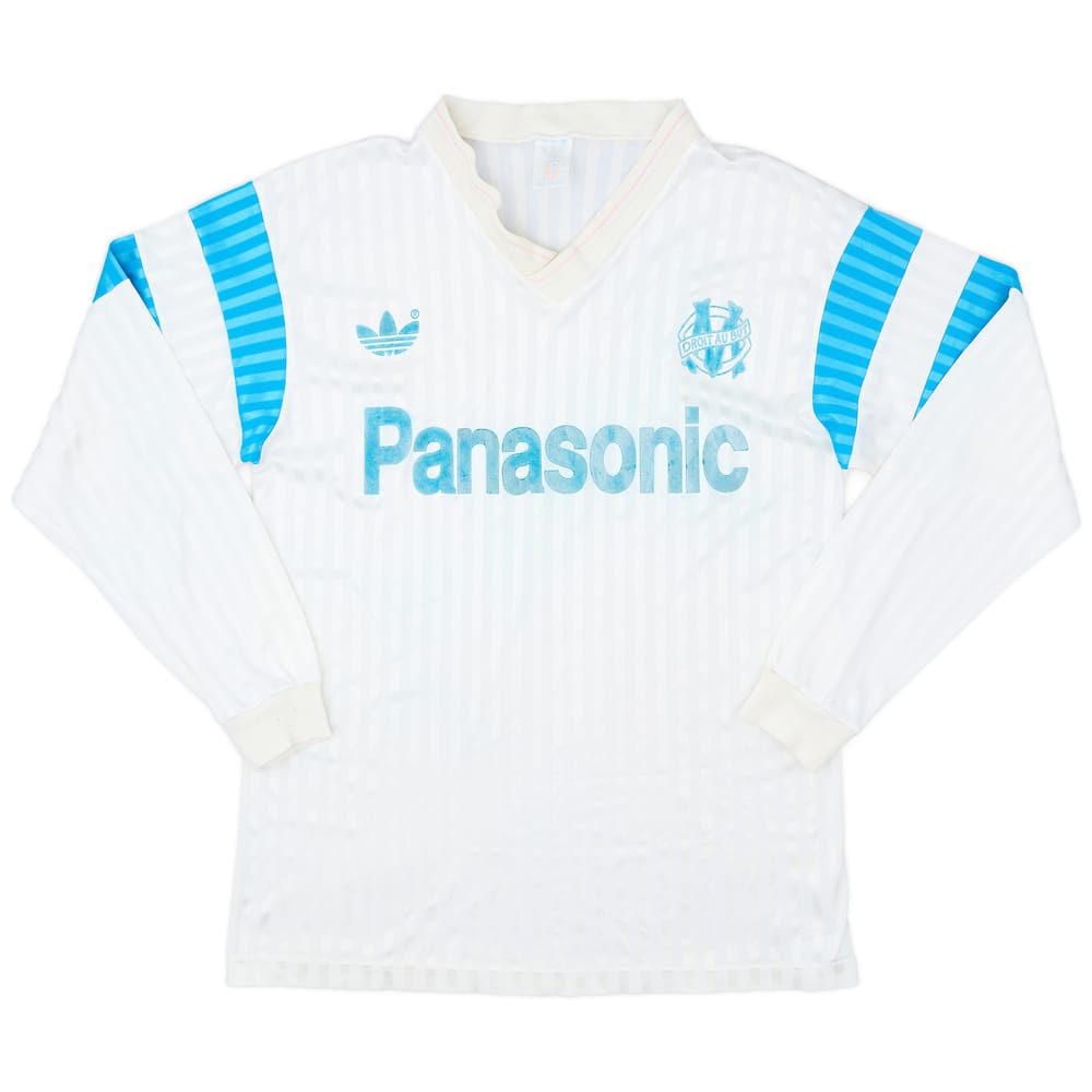 1990-91 Olympique Marseille Home L/S Shirt - 6/10 - (M)