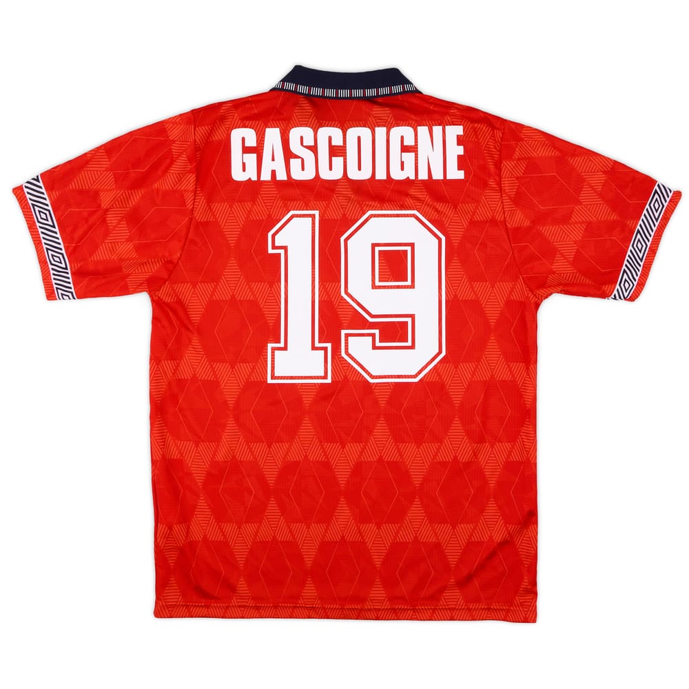 1990-93 England Away Shirt Gascoigne #19 - 8/10 - (L)