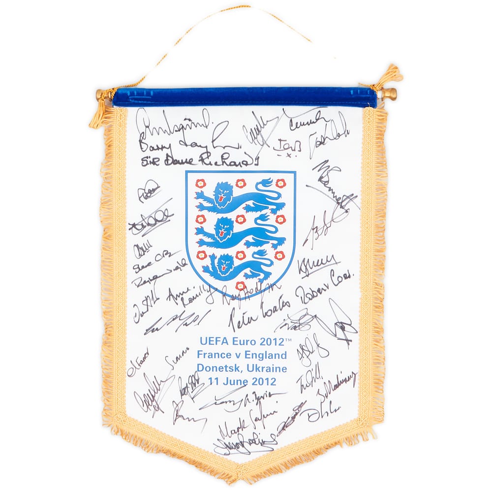 2012 England Match Pennant UEFA Euro 2012 Squad Signed (v France)