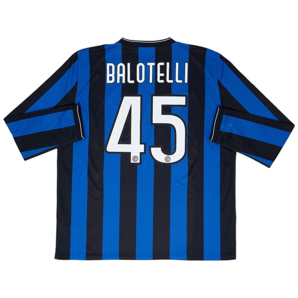 2009-10 Inter Milan Home L/S Shirt Balotelli #45 - 9/10 - (XXL)