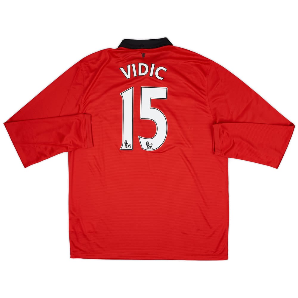 2013-14 Manchester United Home L/S Shirt Vidic #15 - 10/10 - (XL)