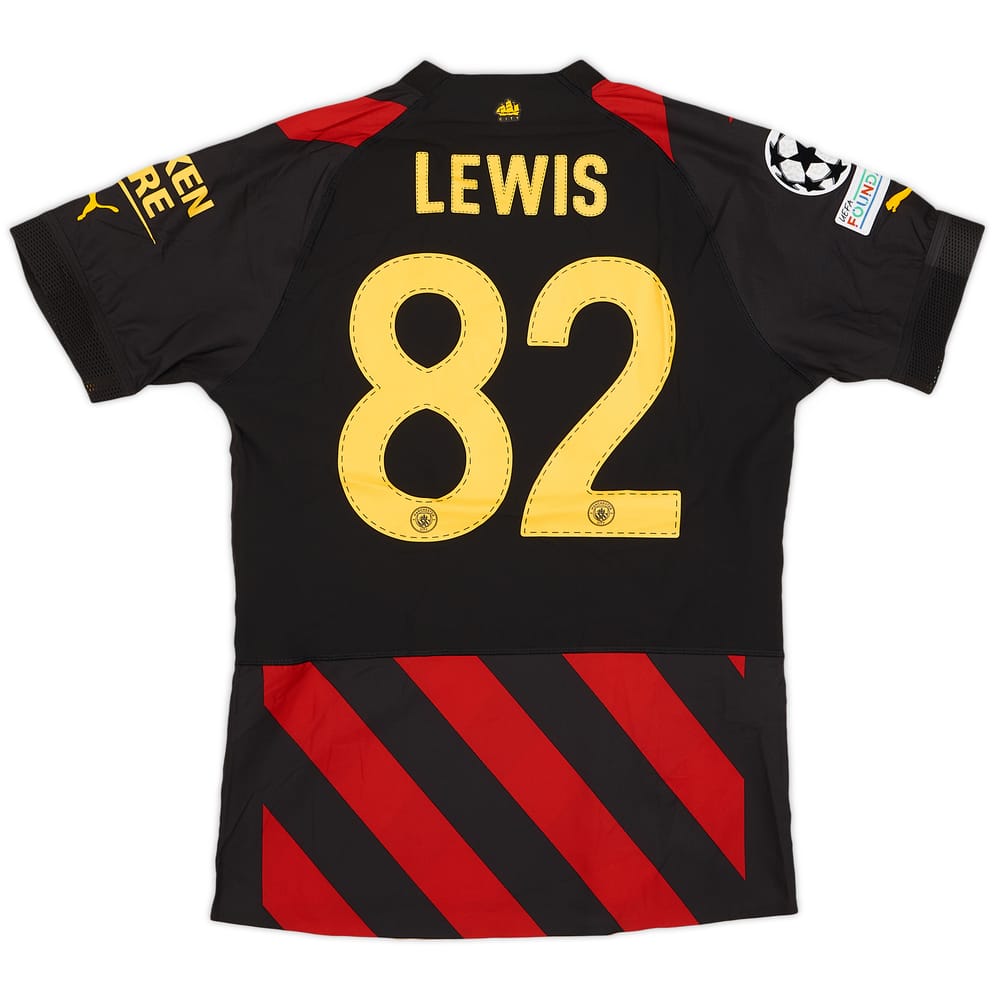2022-23 Manchester City Match Issue Champions League Away Shirt Lewis #82