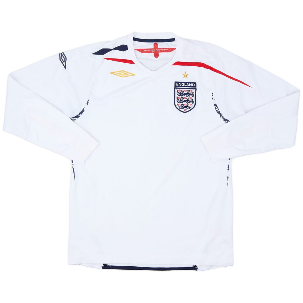 2007-09 England Home L/S Shirt - 6/10 - (L)