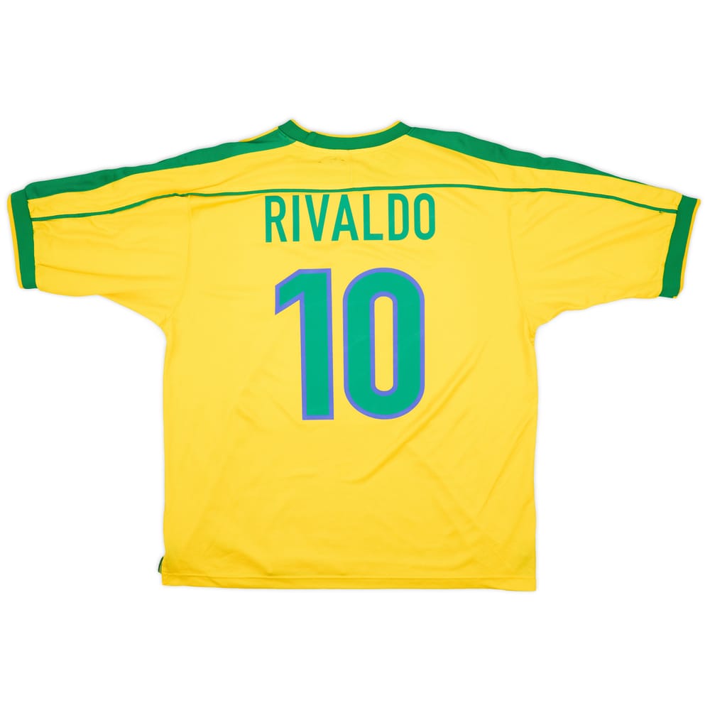 1998-00 Brazil Home Shirt Rivaldo #10 - 7/10 - (XL)