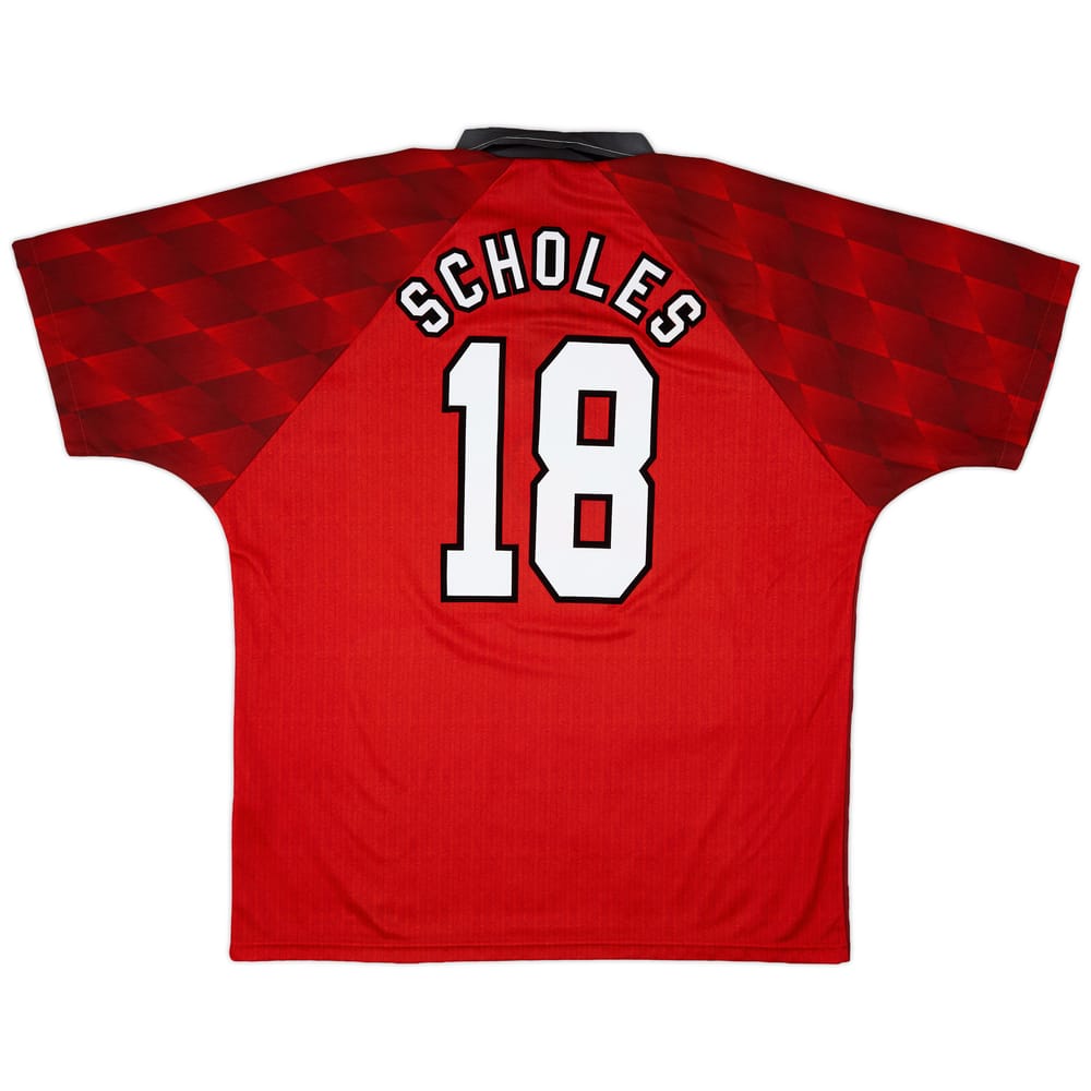 1996-98 Manchester United Home Shirt Scholes #18 - 9/10 - (XL)