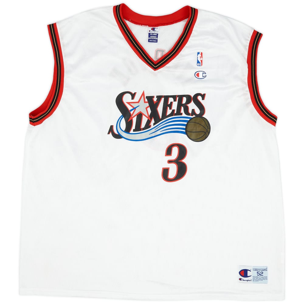 2000-02 Philadelphia 76ers Iverson #3 Champion Home Jersey (Excellent) XXL