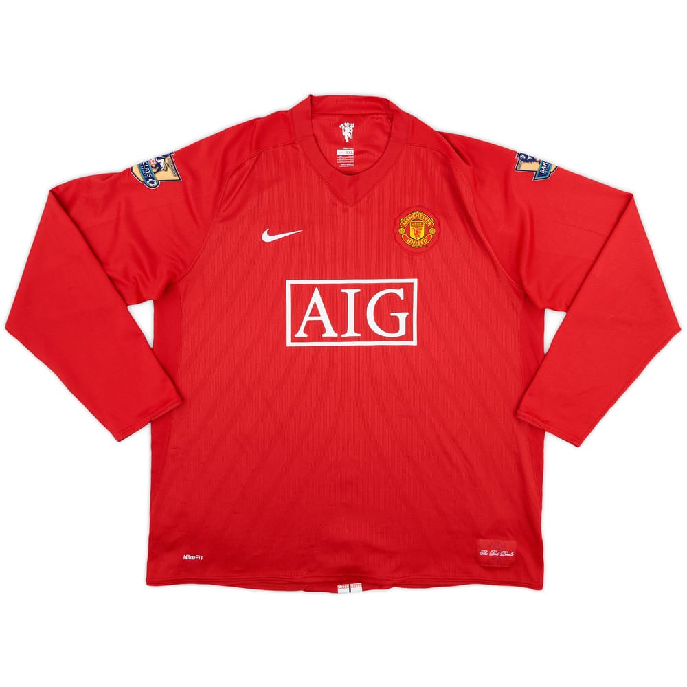2007-09 Manchester United Home L/S Shirt #20 - 8/10 - (XXL)