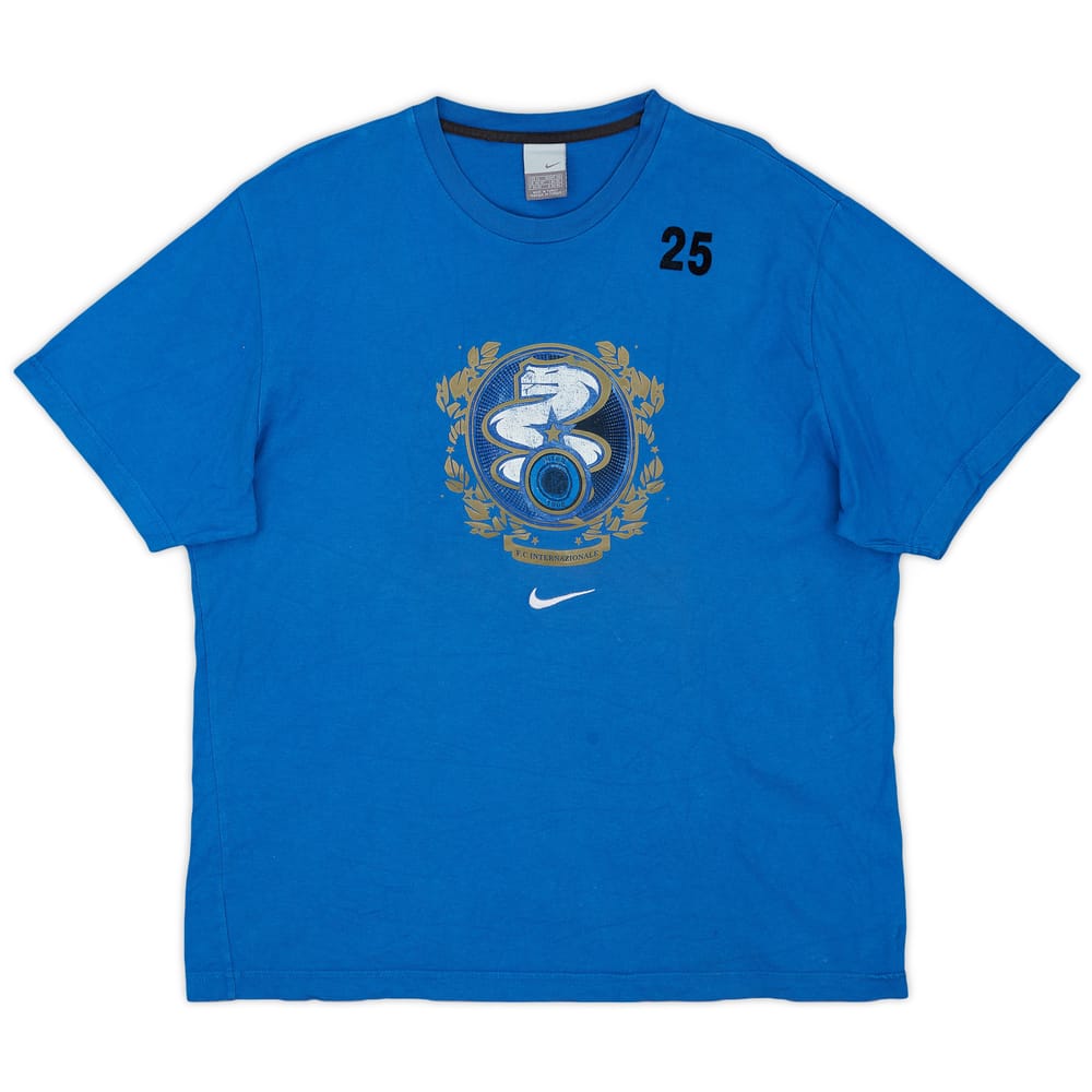 2006-07 Inter Milan Player Issue Nike Cotton Tee #25 - 6/10 - (XL)