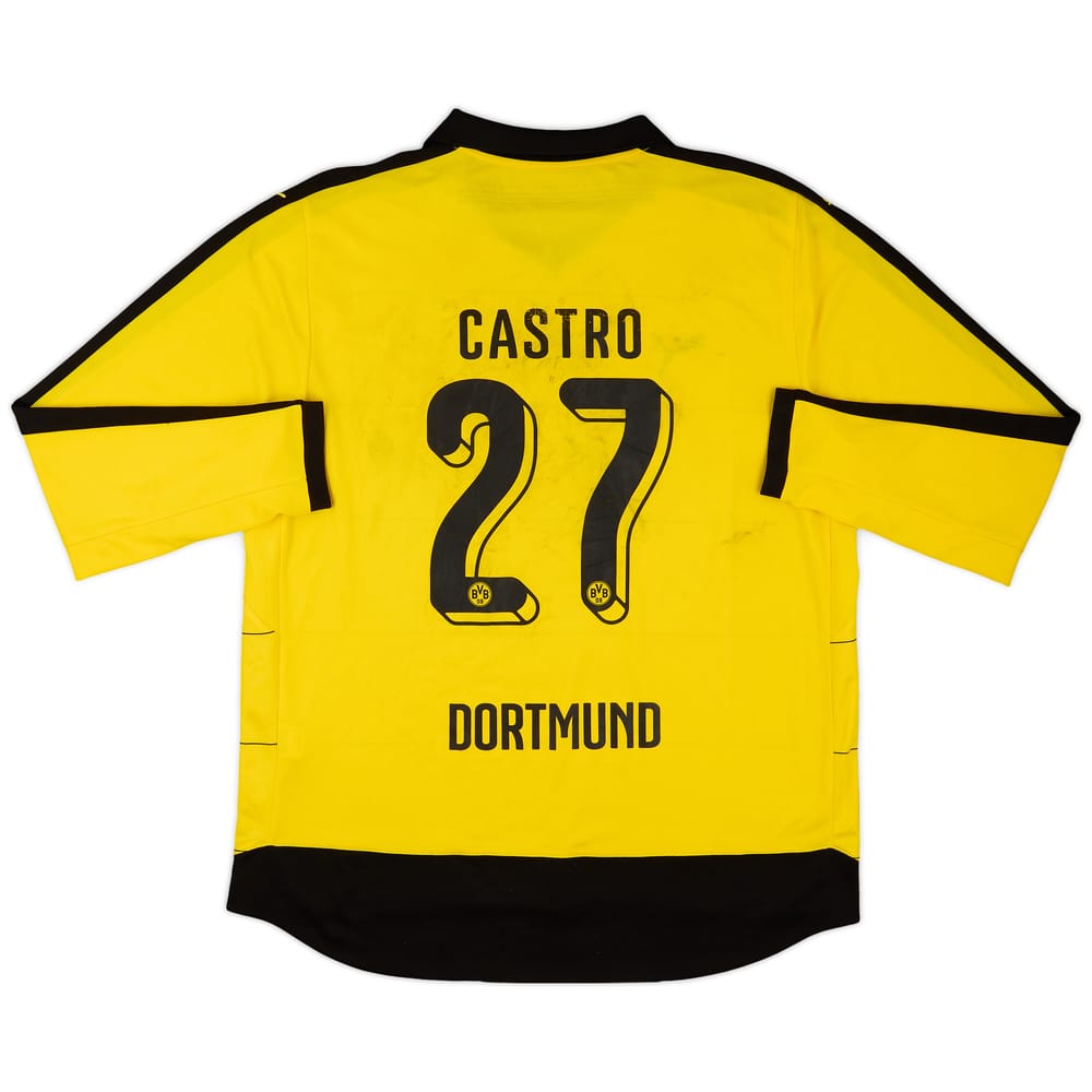 2015-16 Borussia Dortmund Home L/S Shirt Castro #27 - 4/10 - (3XL)