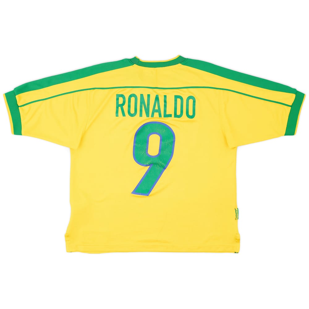 1998-00 Brazil Home Shirt Ronaldo #9 - 6/10 - (S)
