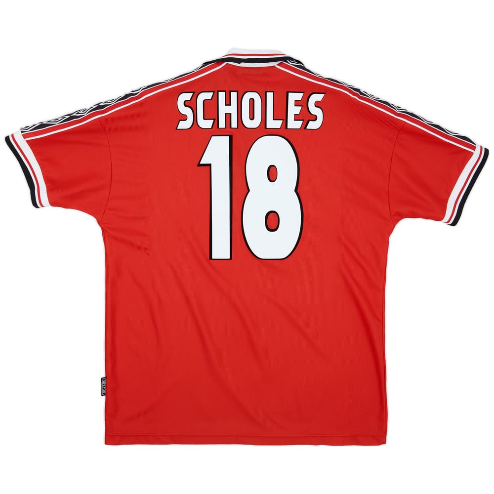 1998-00 Manchester United Home Shirt Scholes #18 - 9/10 - (XL)