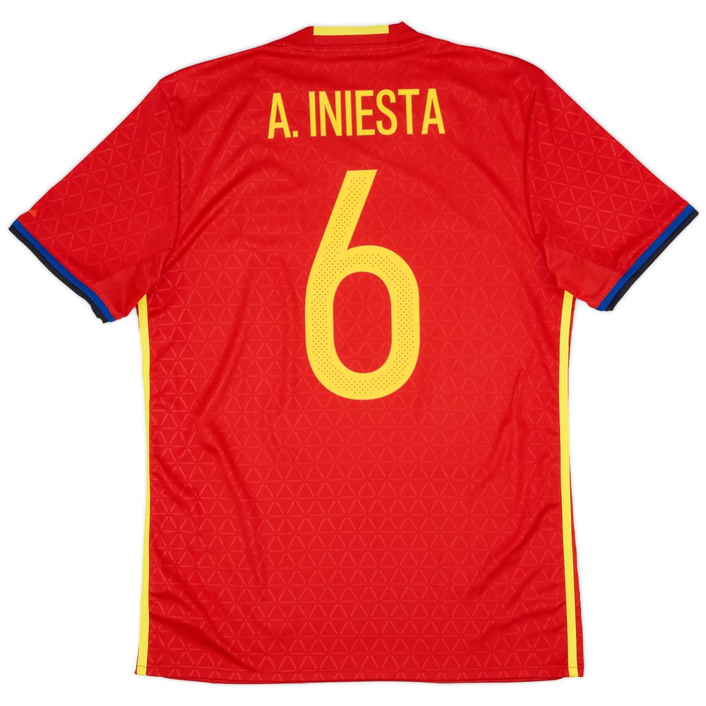 2016-17 Spain Home Shirt Iniesta #6 - 10/10 - (M)