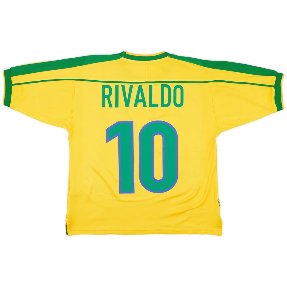 1998-00 Brazil Home Shirt Rivaldo #10 - 6/10 - (XL.Boys)