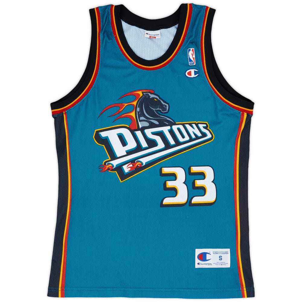 1996-00 Detroit Pistons Hill #33 Champion Away Jersey - 8/10 - (S)