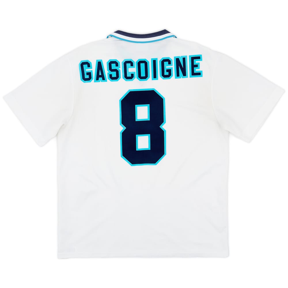 1995-97 England Home Shirt Gascoigne #8 - 8/10 - (XL)