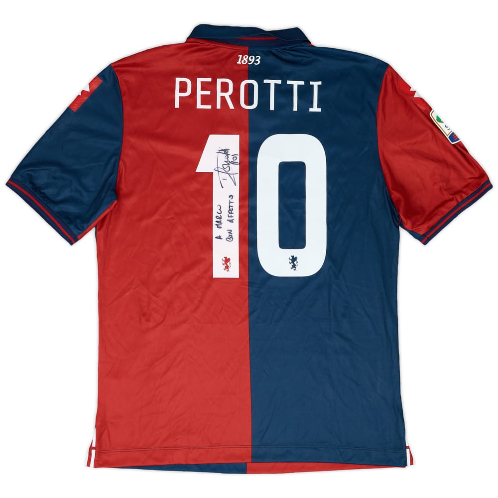 2014-15 Genoa Match Issue Signed Home Shirt Perotti #10
