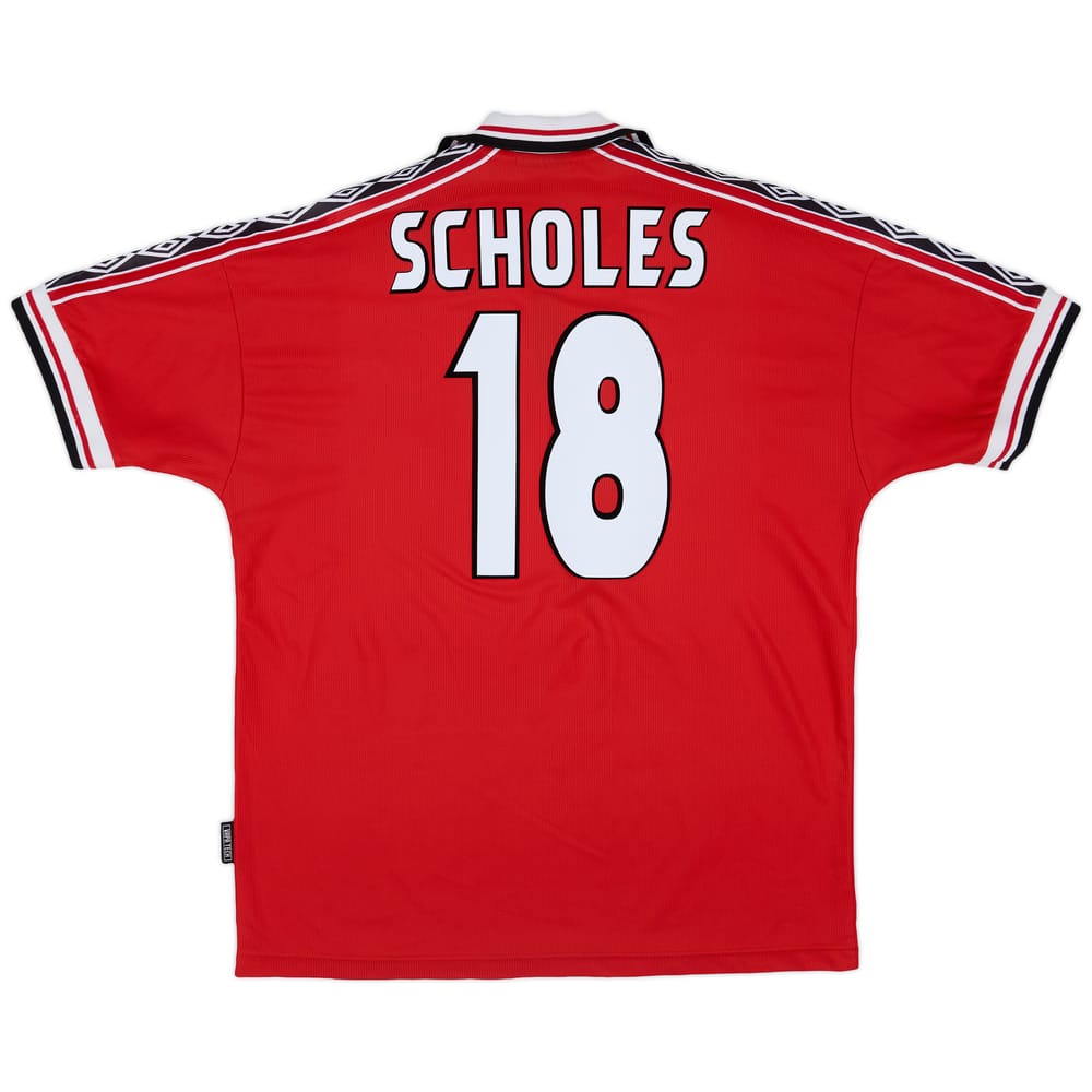 1998-00 Manchester United Home Shirt Scholes #18 - 8/10 - (XL)