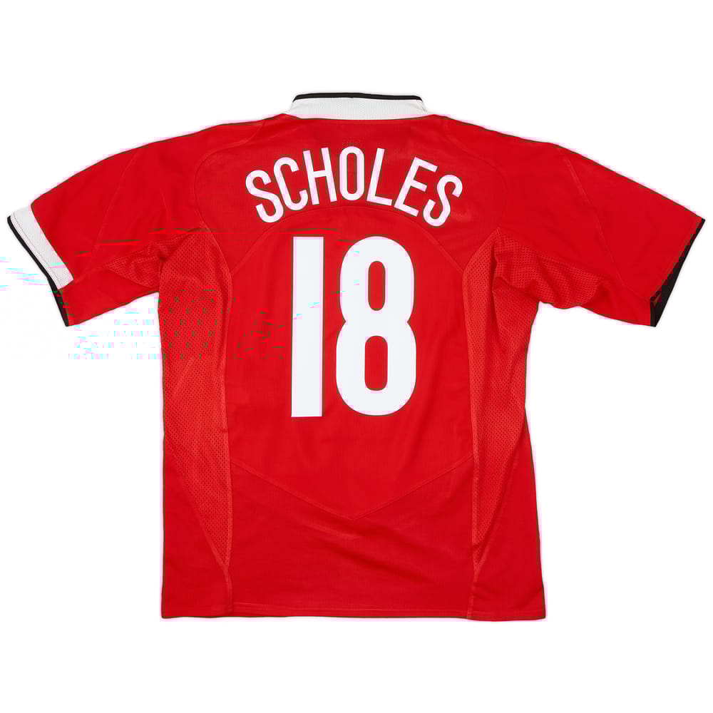 2004-06 Manchester United Home Shirt Scholes #18 - 9/10 - (L)