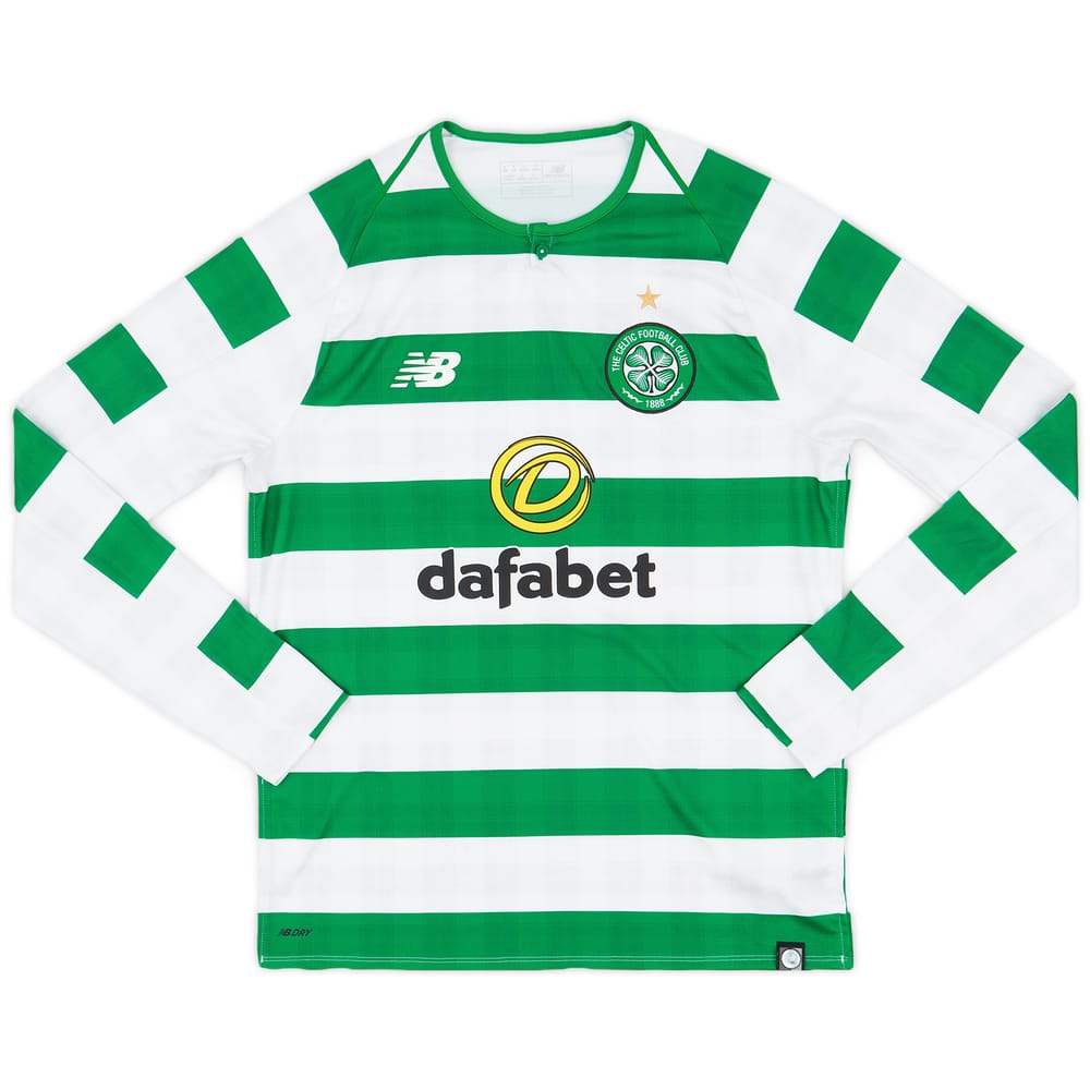 2018-19 Celtic Home L/S Shirt - 6/10 - (S)