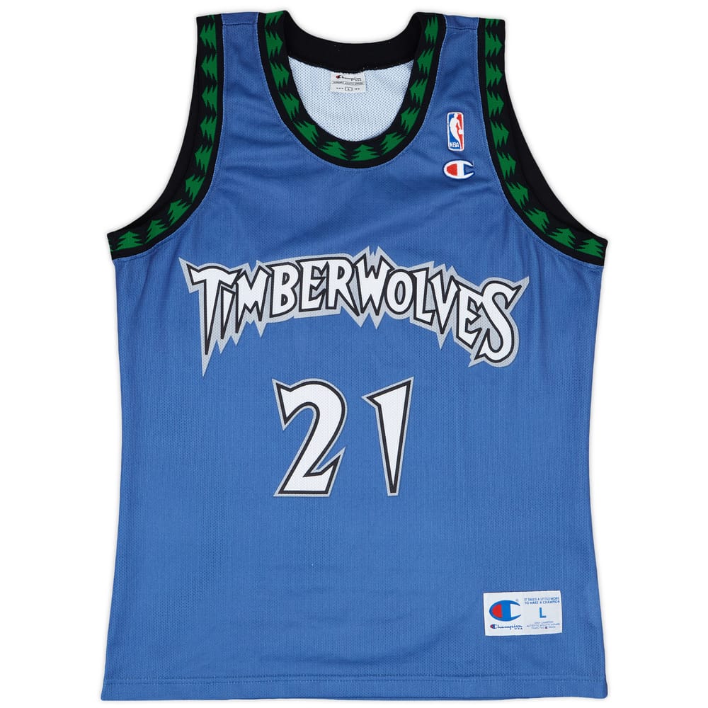 1996-07 Minnesota Timberwolves Garnett #21 Champion Away Jersey - 9/10 - (L)