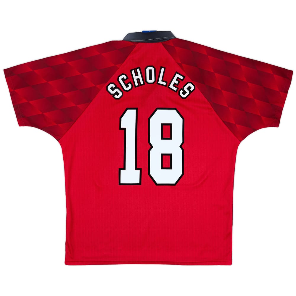 1996-98 Manchester United Home Shirt Scholes #18 - 9/10 - (L)