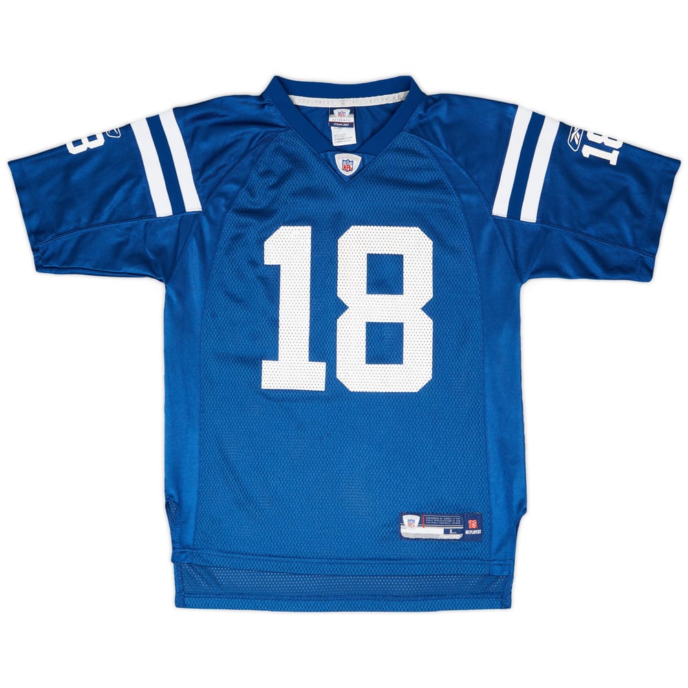 2007 Indianapolis Colts Manning #18 Reebok On Field Home Jersey - 9/10 - (L.Boys)