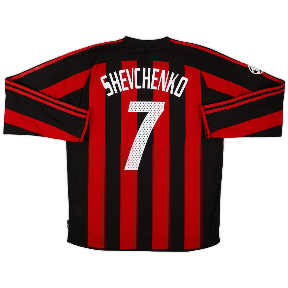 2003-04 AC Milan Home L/S Shirt Shevchenko #7 - 6/10 - (L)
