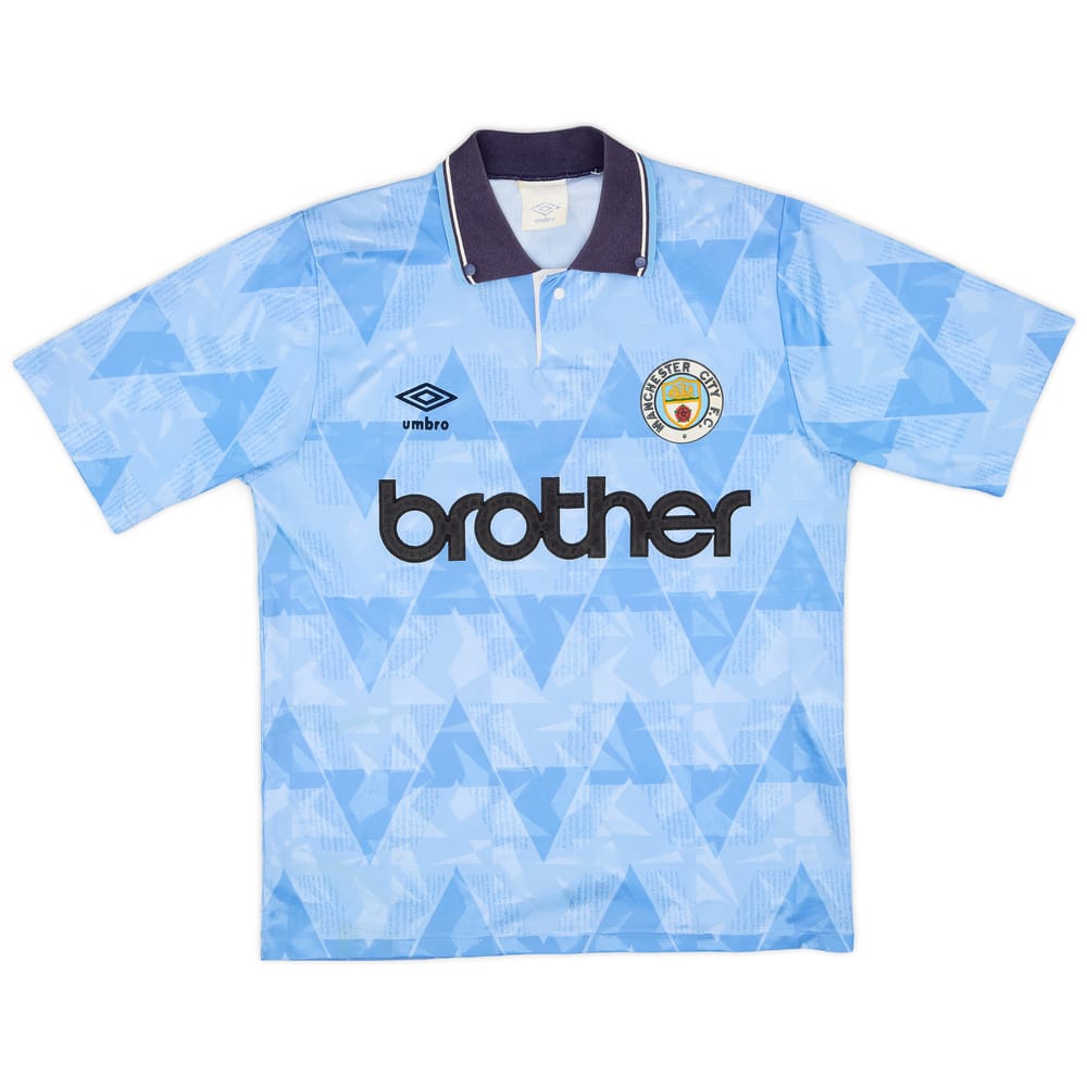 1989-91 Manchester City Home Shirt - 7/10 - (S)