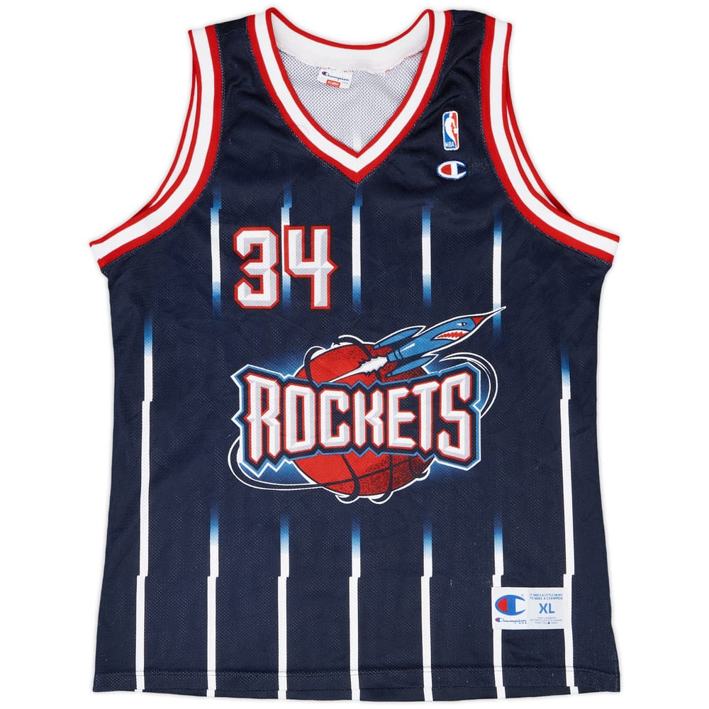 1995-01 Houston Rockets Olajuwon #34 Champion Away Jersey - 8/10 - (XL)