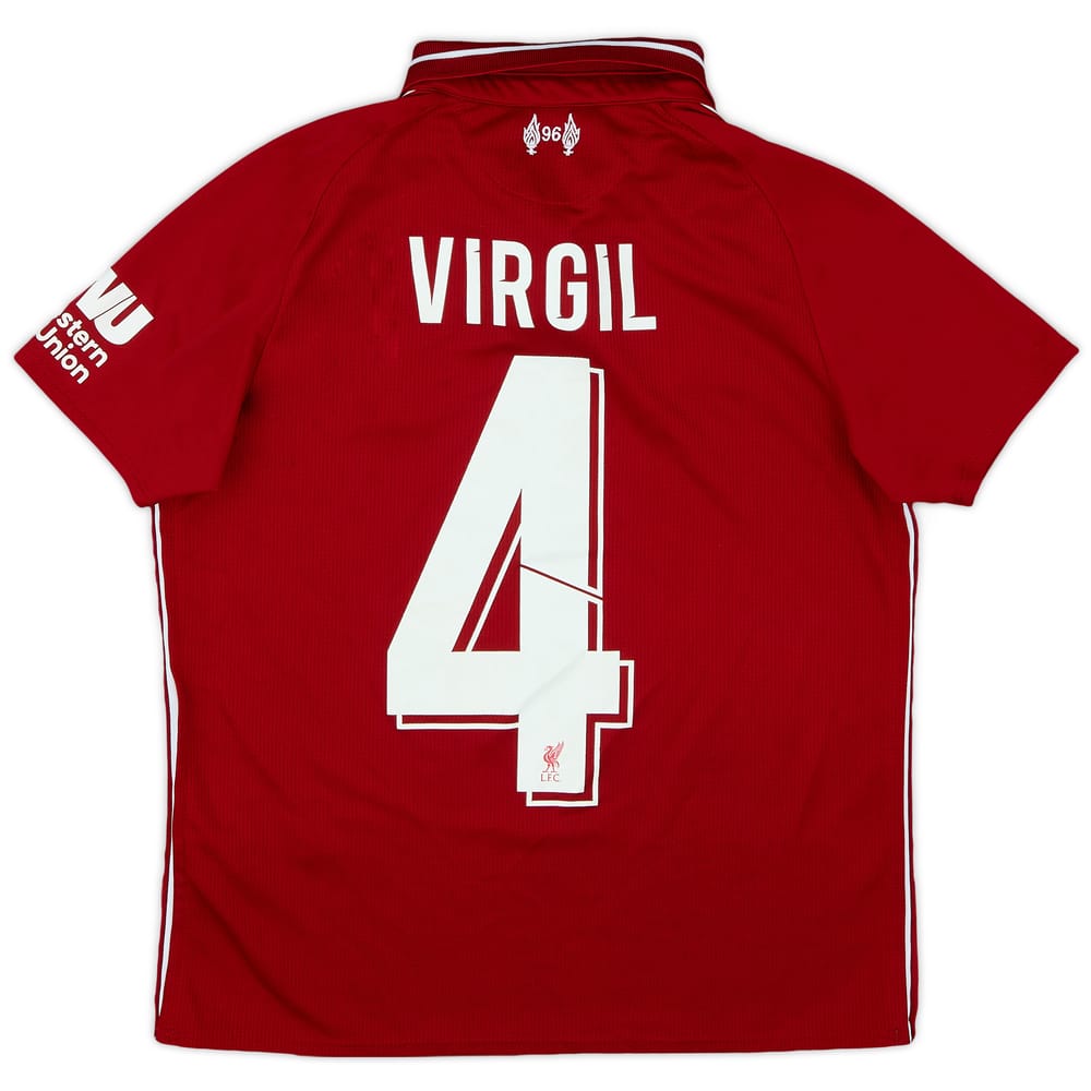 2018-19 Liverpool Home Shirt Virgil #4 - 9/10 - (M.Boys)