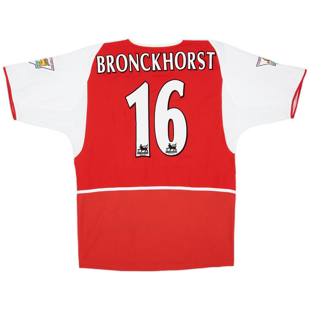 2002-03 Arsenal Signed Home Shirt Bronckhorst #16