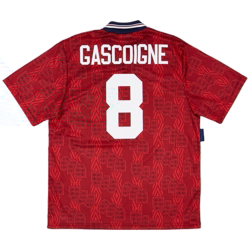 1993-95 England Away Shirt Gascoigne #8 - 8/10 - (XL)