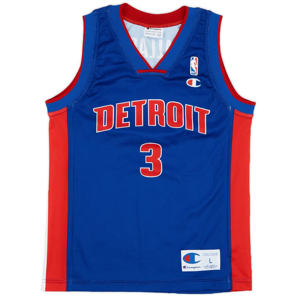 2001-06 Detroit Pistons Wallace #3 Champion Away Jersey - 9/10 - (L.Boys)