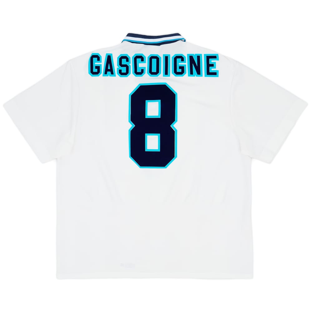 1995-97 England Home Shirt Gascoigne #8 - 8/10 - (XXL)