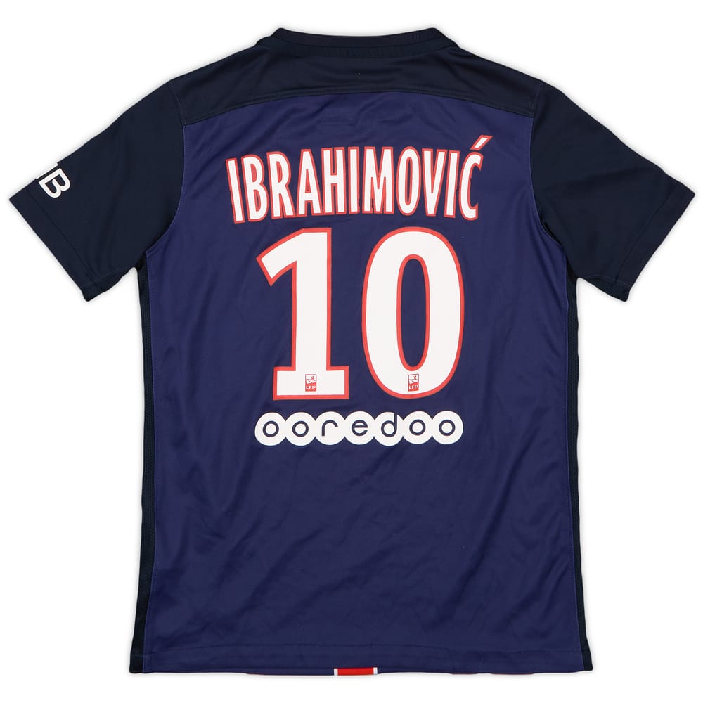 2015-16 Paris Saint-Germain Home Shirt Ibrahimovic #10 - 7/10 - (M.Boys)