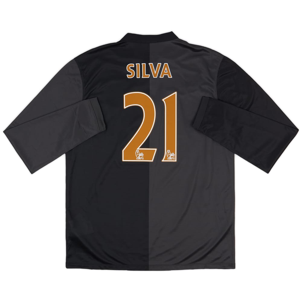 2013-14 Manchester City Away L/S Shirt Silva #21 (L)