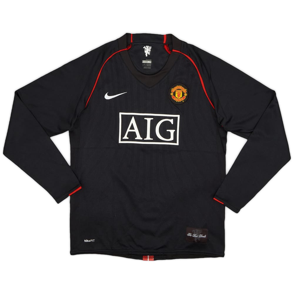 2007-08 Manchester United Away L/S Shirt - 8/10 - (XL.Boys)