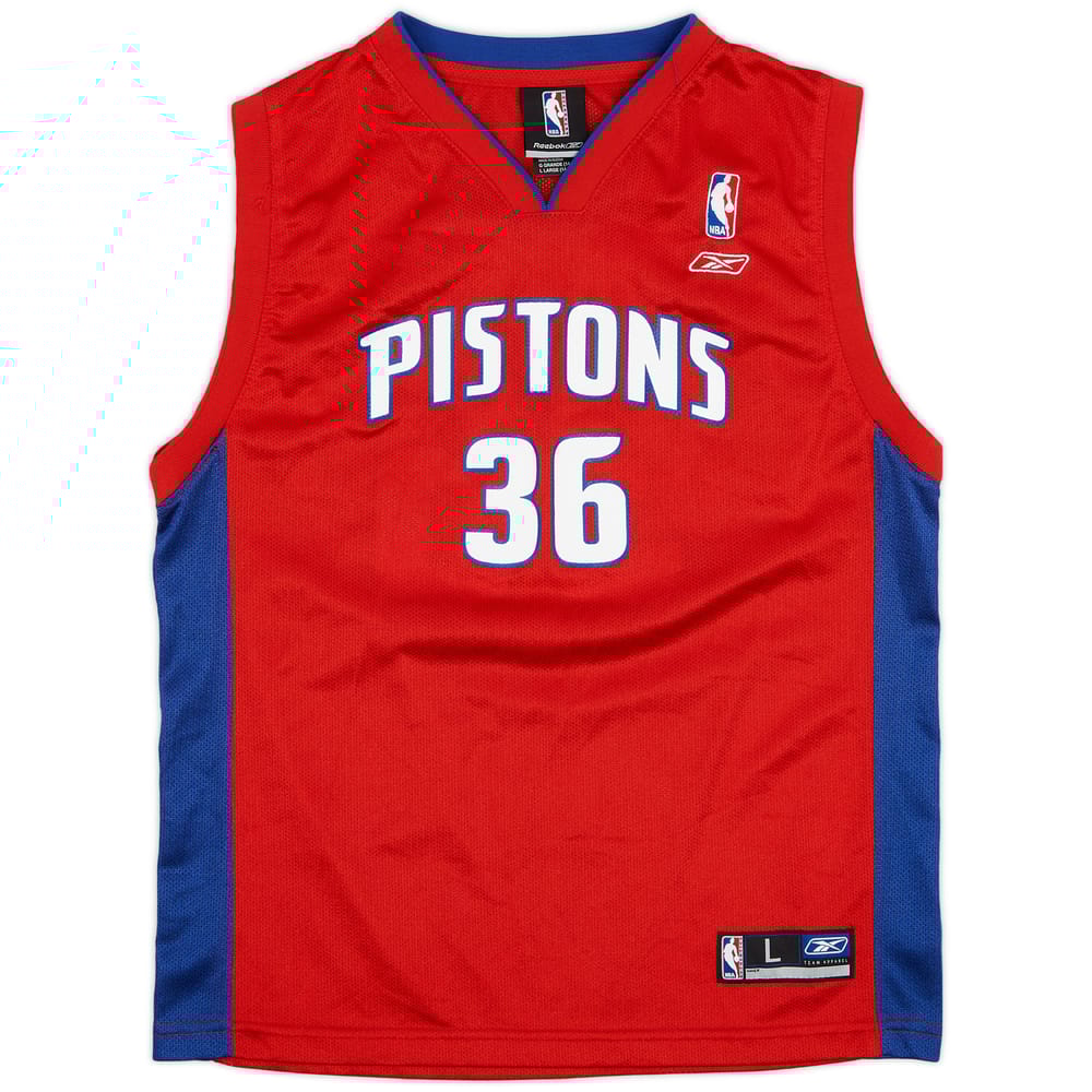 2005-06 Detroit Pistons Wallace #36 Reebok Alternate Jersey - 9/10 - (L.Boys)