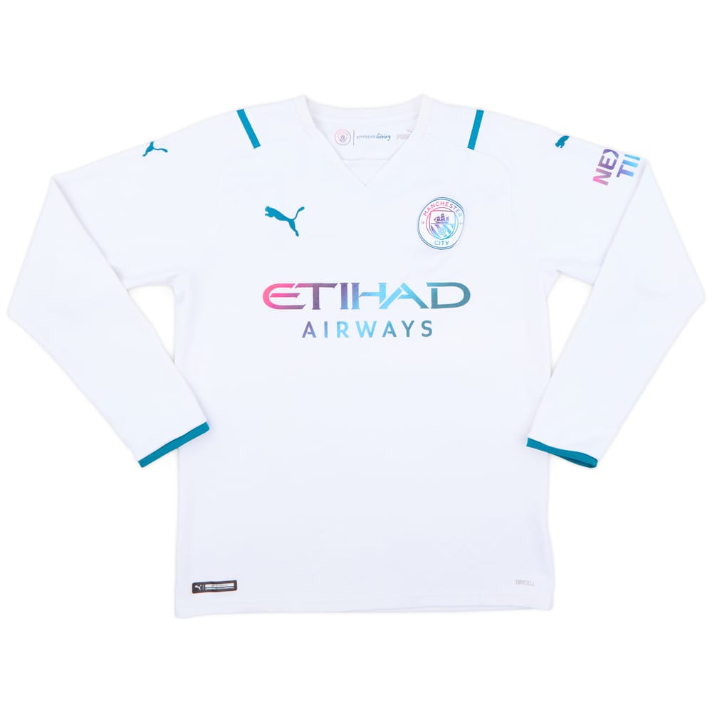 2021-22 Manchester City Away L/S Shirt - 7/10 - (M)