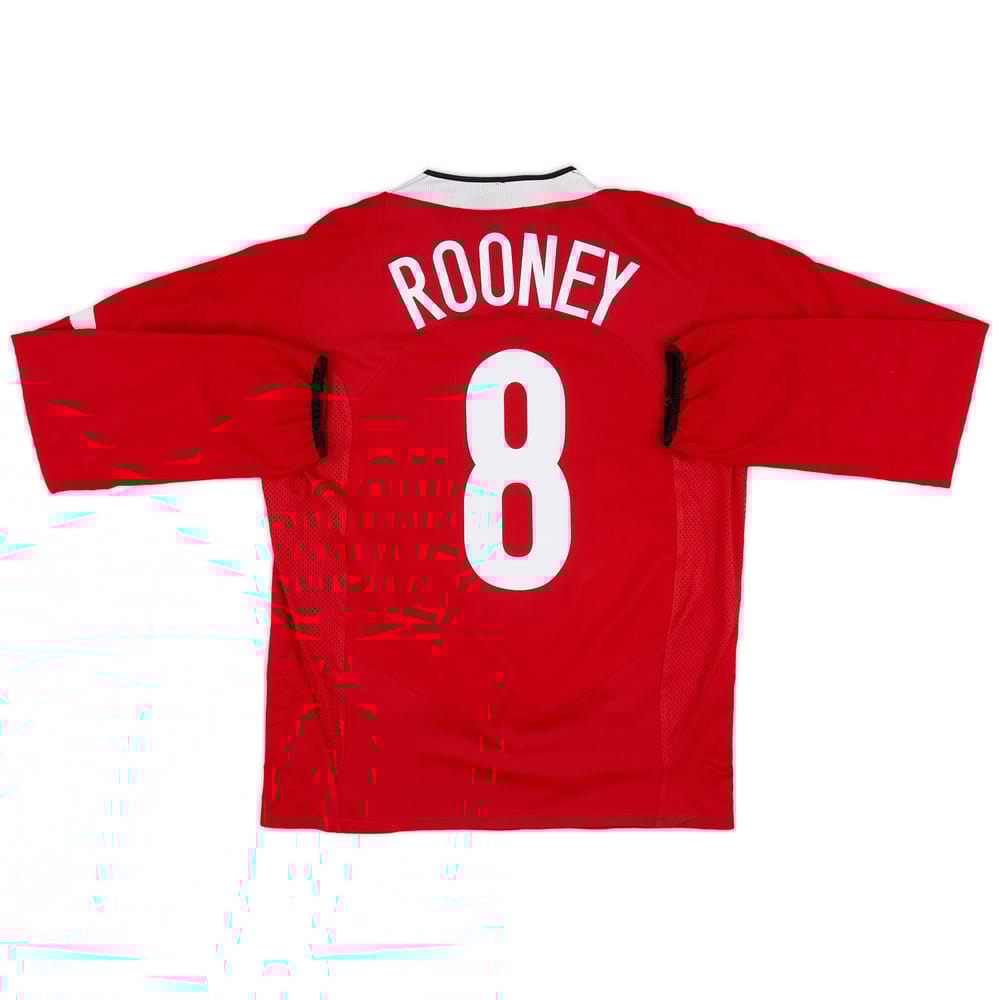2004-06 Manchester United Home L/S Shirt Rooney #8 - 8/10 - (M)
